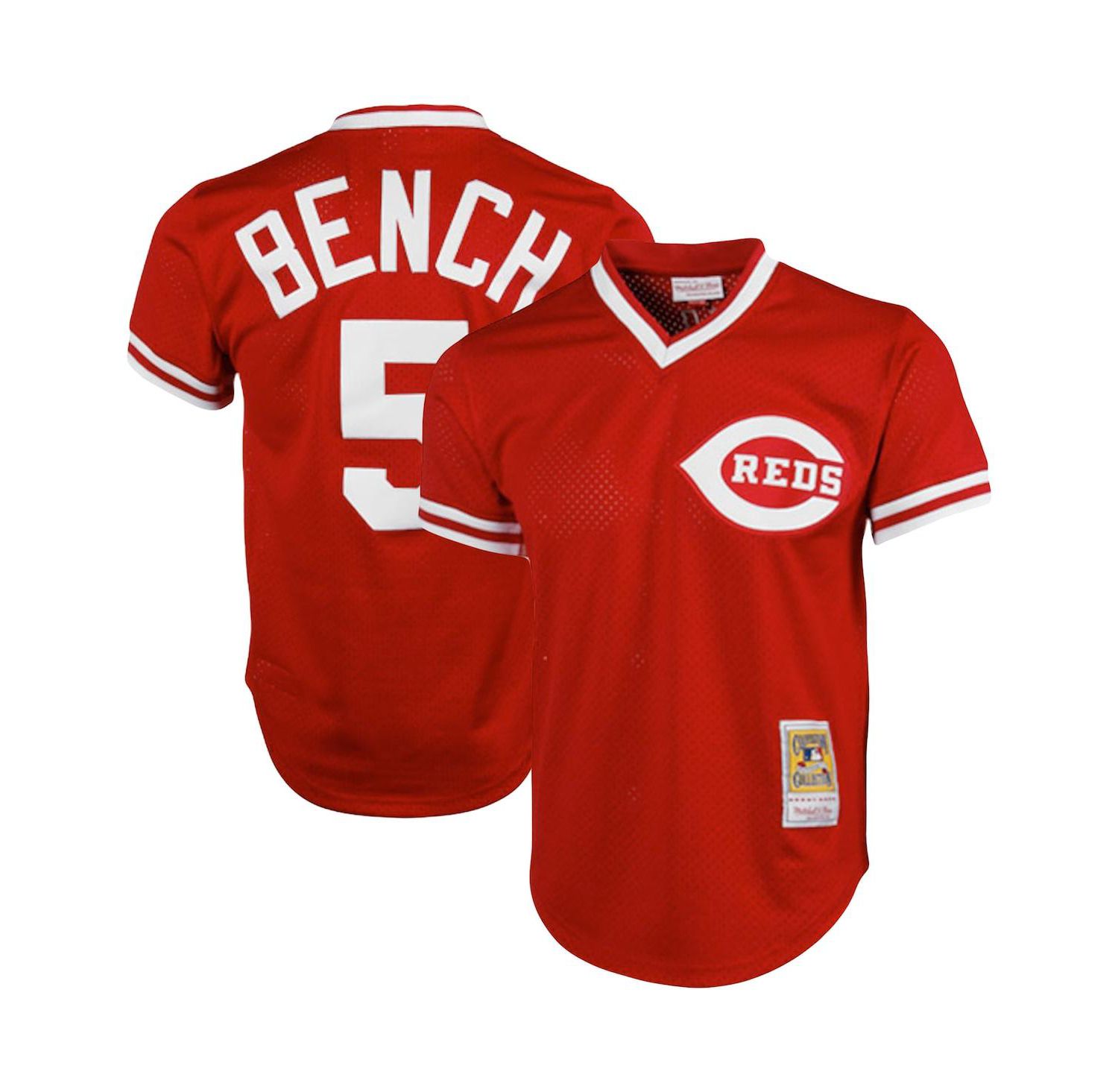Men's Johnny Bench Red Cincinnati Reds Cooperstown Collection Big and Tall Mesh Batting Practice Jersey