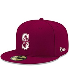 Men's Cardinal Seattle Mariners Logo White 59FIFTY Fitted Hat