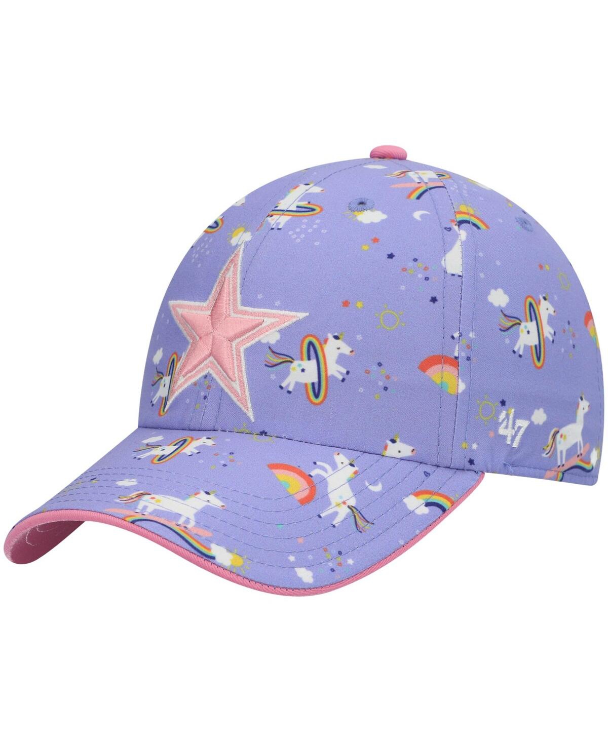 47 Brand Kids' Big Girls Purple Dallas Cowboys Unicorn Cleanup Adjustable Hat