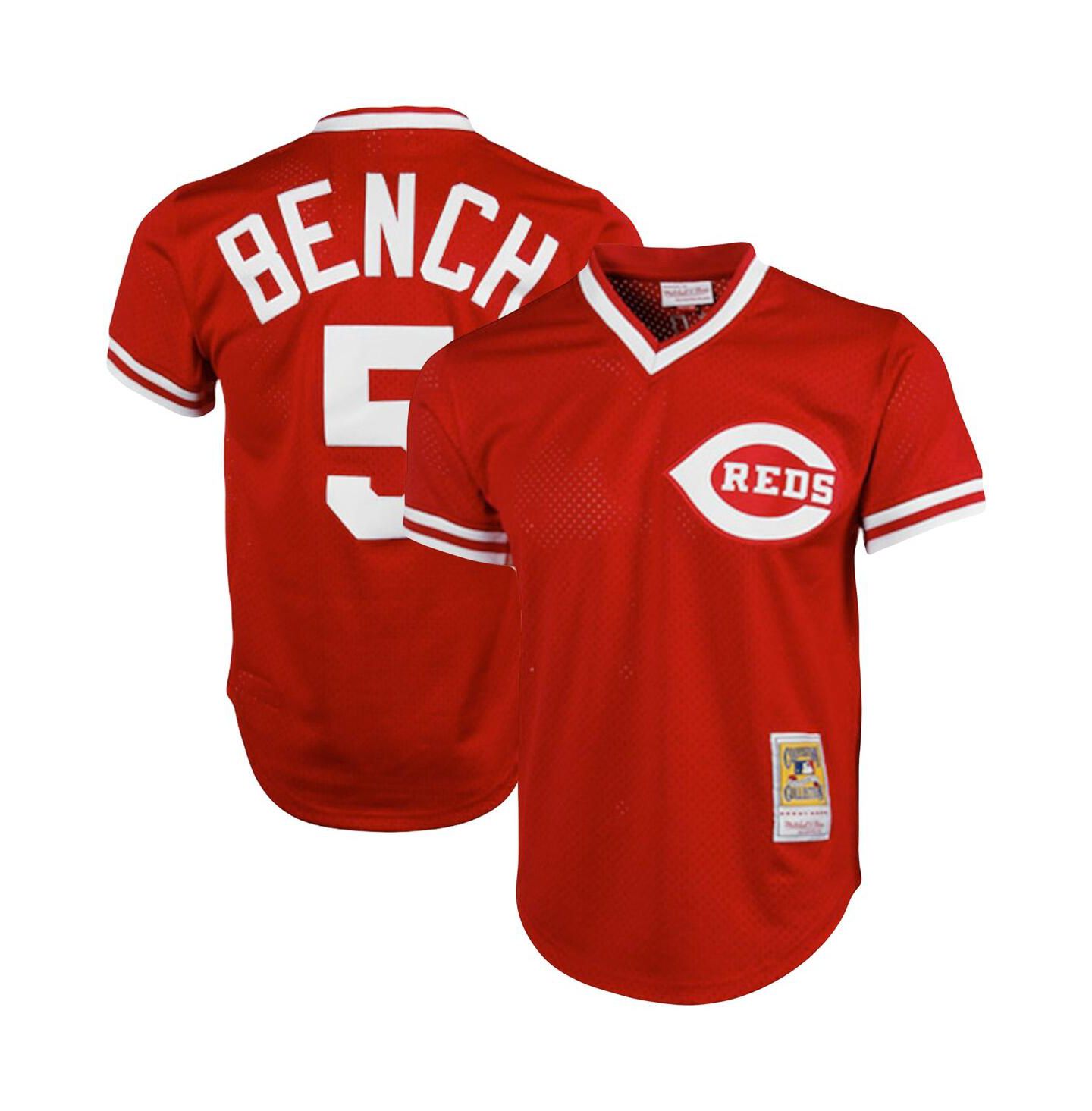 Мужское джерси Mitchell & Ness Johnny Bench Cincinnati Reds, большие размеры, Red — фото 2