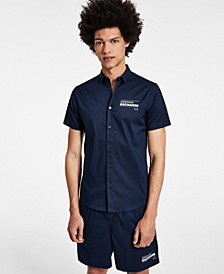  Men's Woven Solid Logo Shirt, created for Macy's