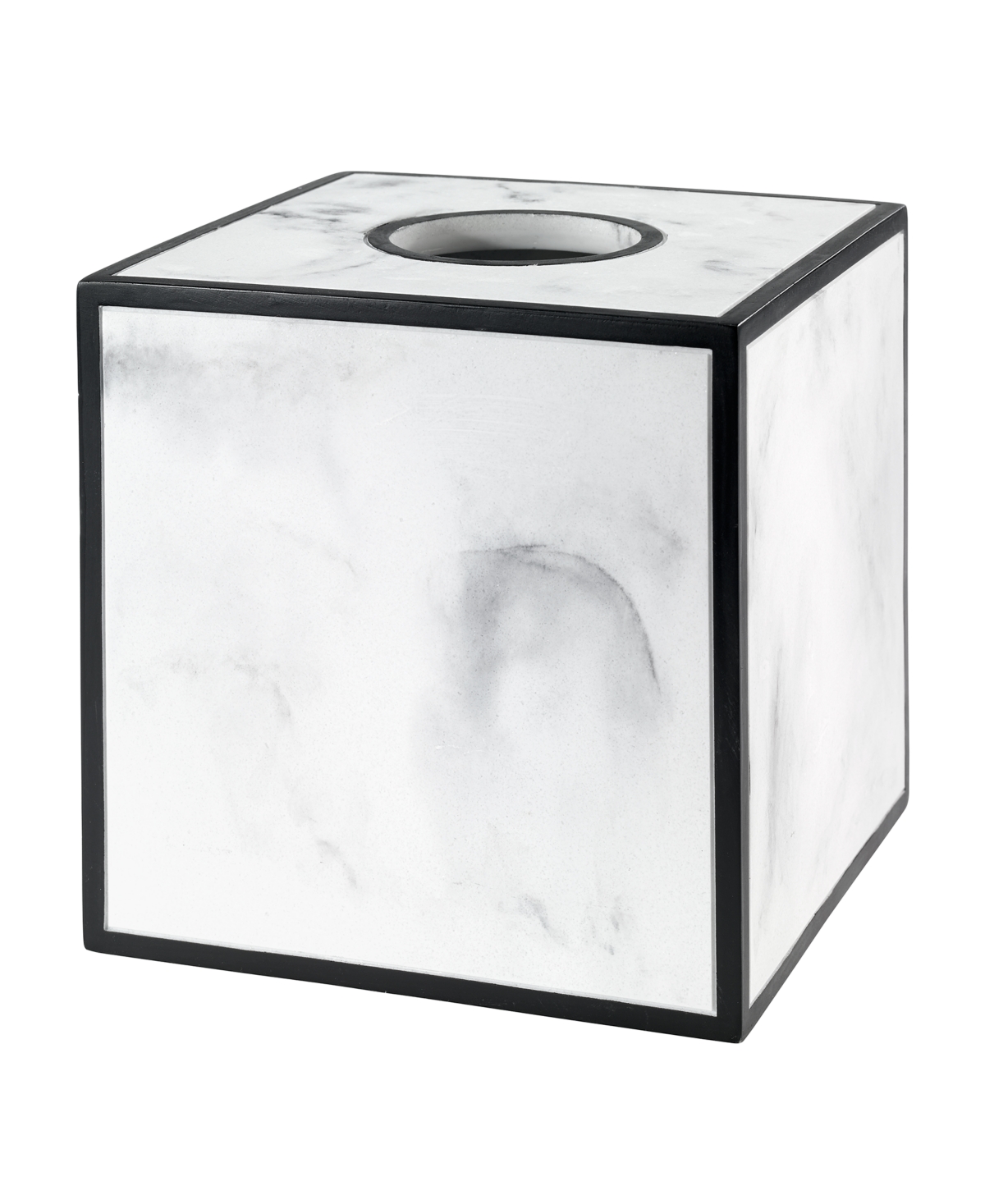 Jasper Framed Marble-look Resin Tissue Box Cover - White, Black