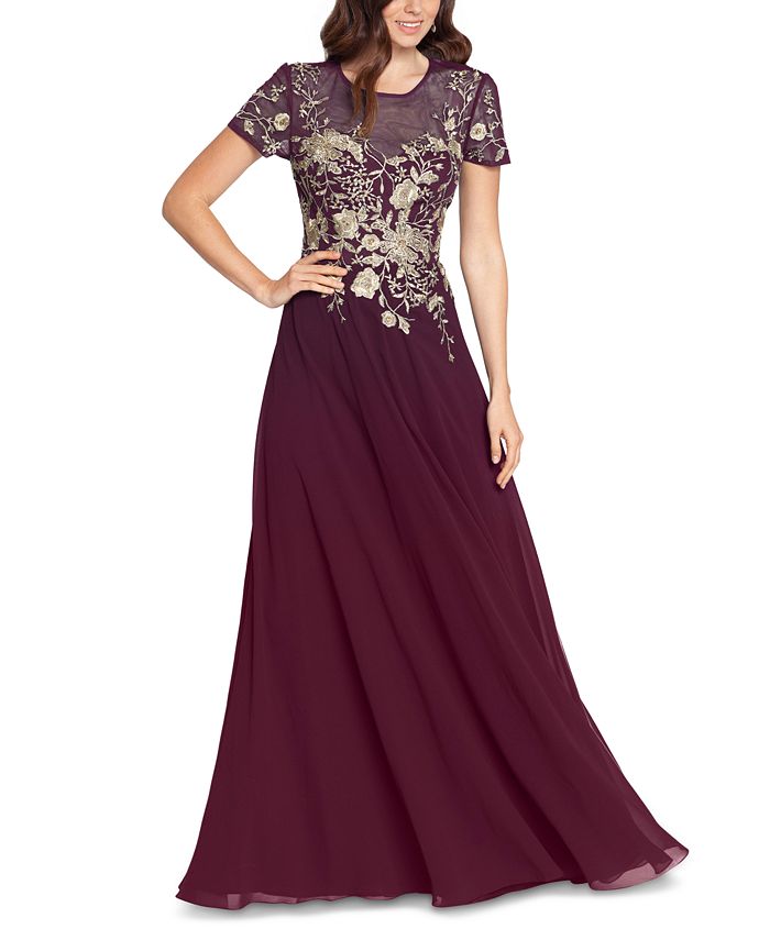 Betsy & Adam Beaded Embroidery-Trim Gown & Reviews - Dresses - Women -  Macy's