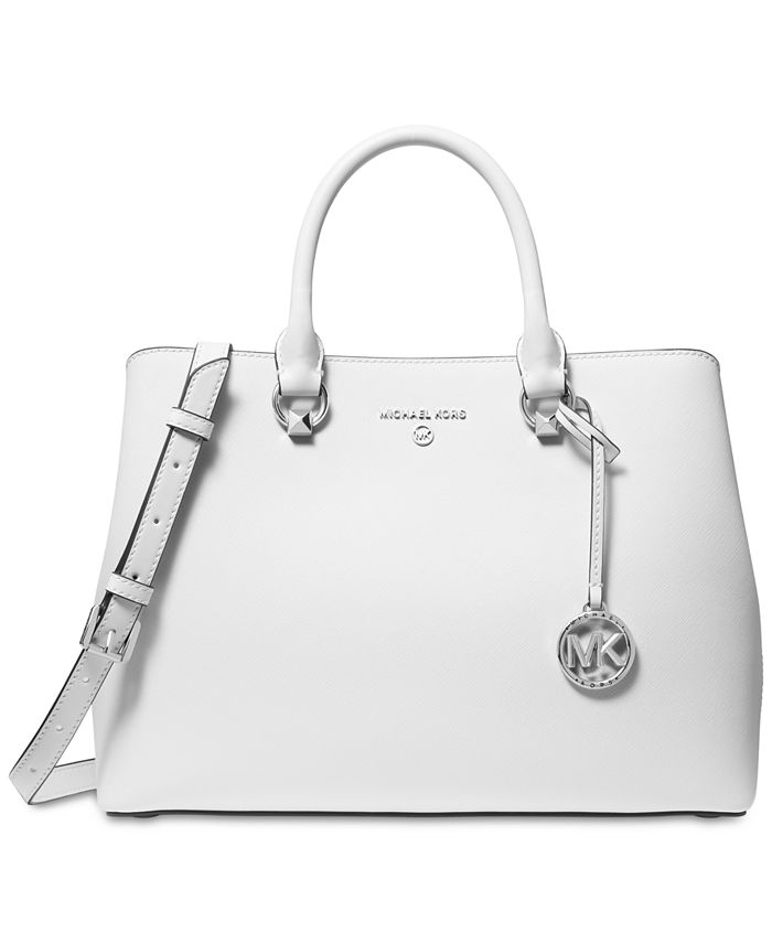 Michael Kors Edith Large Saffiano Leather Satchel in White
