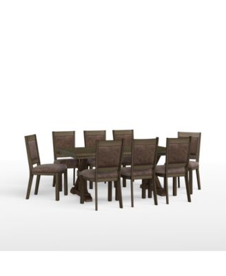 Drew & Jonathan Home Denman Dining 9-Pc Set (Rectangular Trestle Table + 8 Side Chairs)