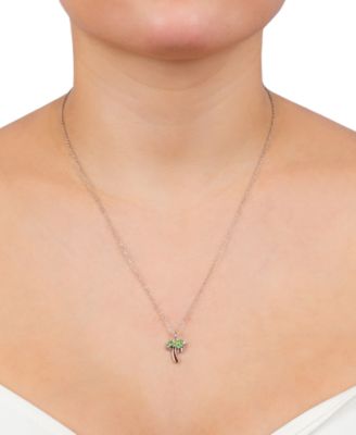 Crystal Palm Tree 18" Pendant Necklace in Sterling Silver, Created for Macy's