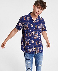 Men's Billy Regular-Fit Cowboy-Print Camp Shirt, Created for Macy's 