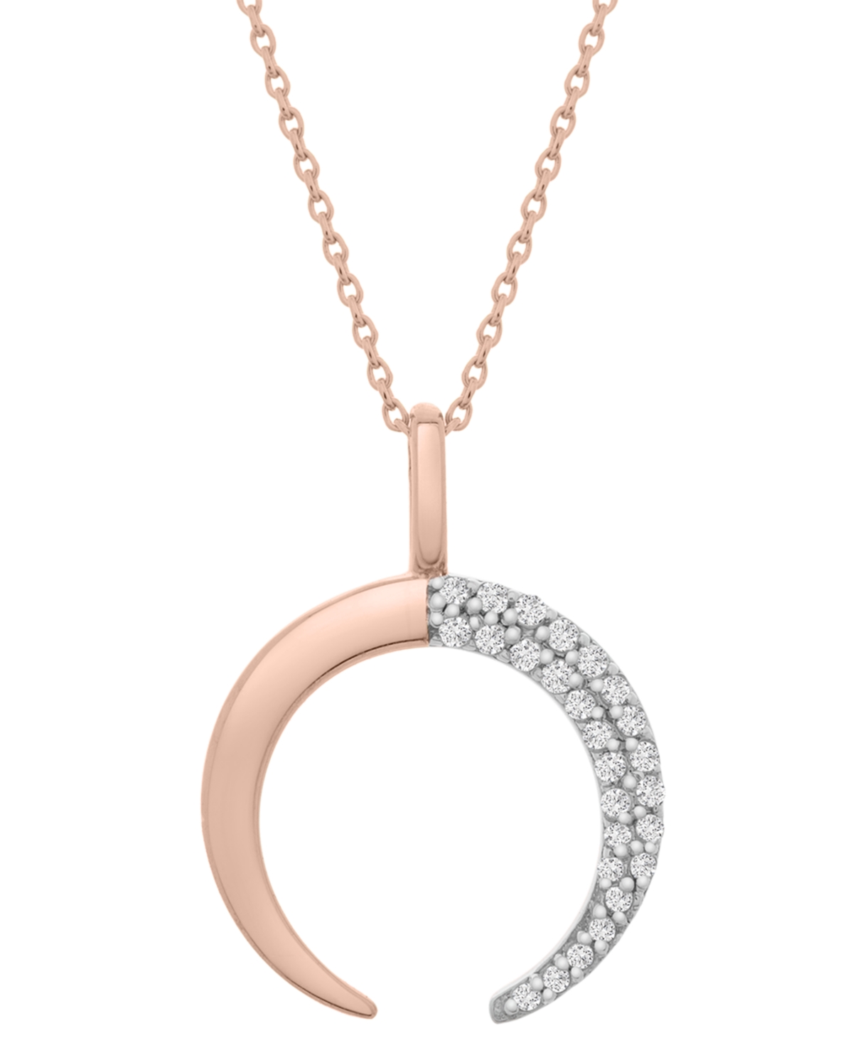 Diamond Crescent Moon 20" Pendant Necklace (1/10 ct. t.w.) in 14k Gold or 14k Rose Gold, Created for Macy's - Rose Gold