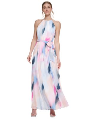 DKNY Women's Printed Halter Gown - Macy's