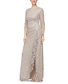Petite Sequined Lace Gown 