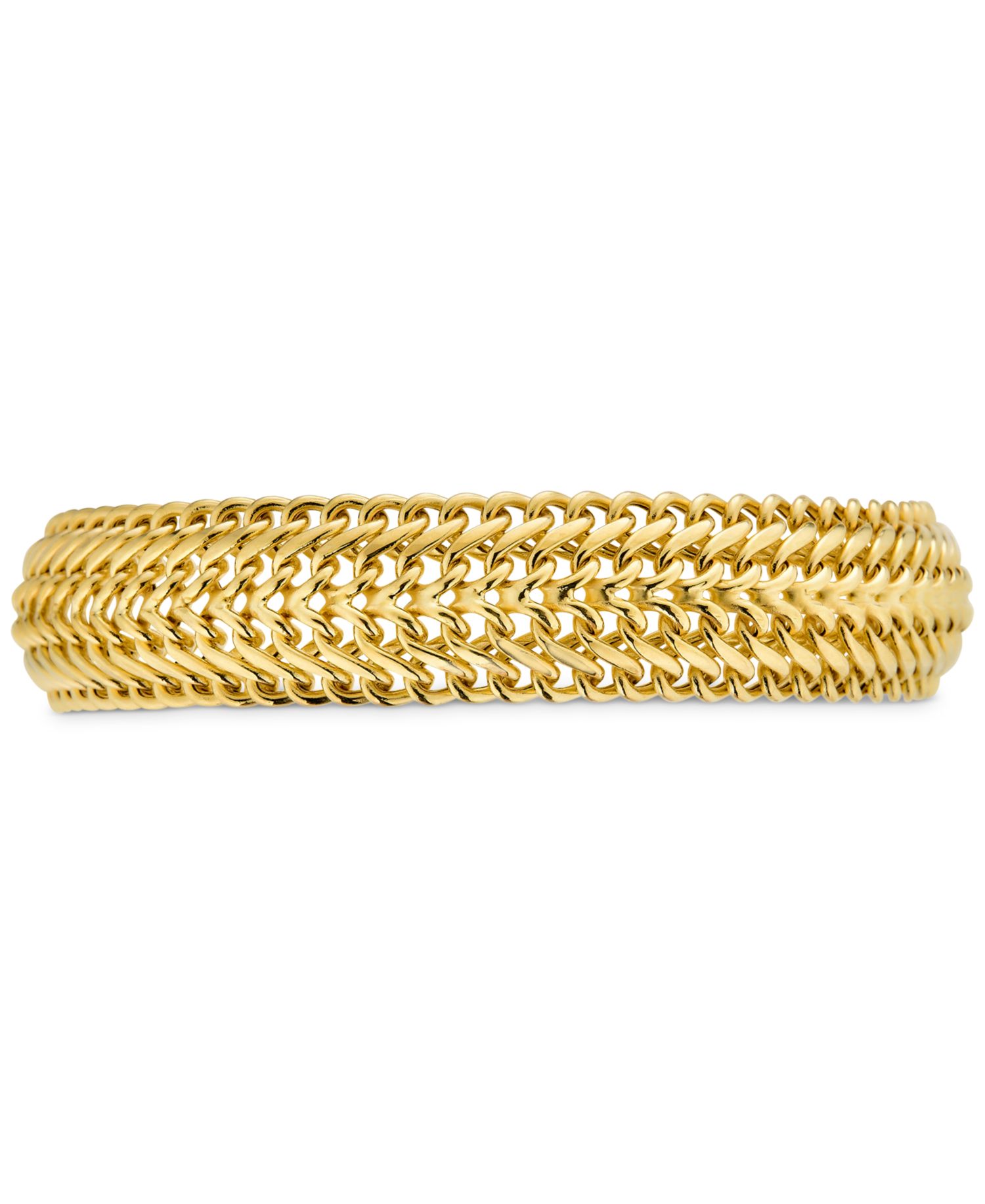 Woven Link Wide Chain Bracelet in 10k Gold