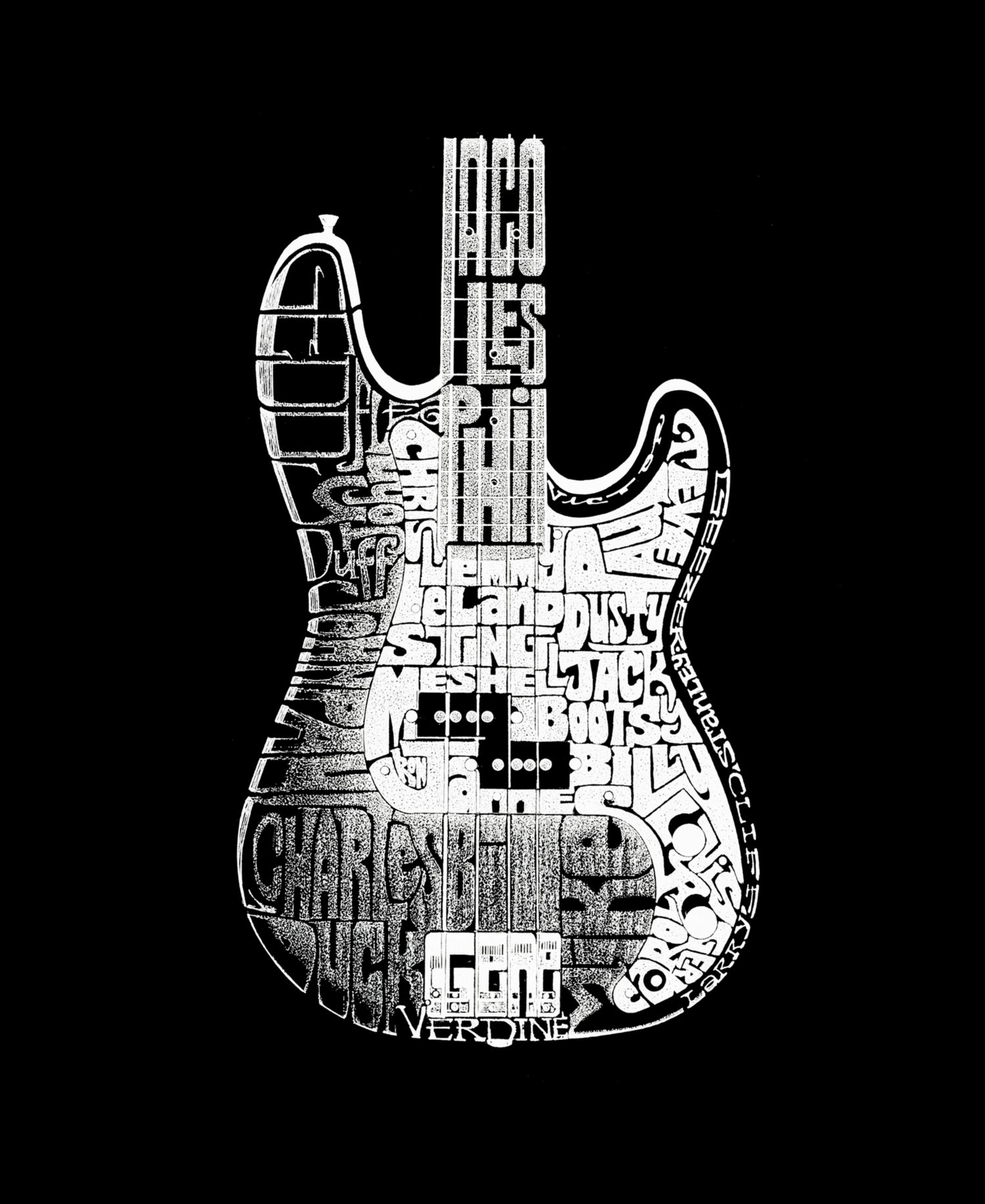 Men's Word Art Bass Guitar Hooded Sweatshirt