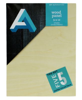 Art Alternatives Classic Wood Panel Value Pack, Studio, 0.75" Profile, 9" x 12" , 5 Per Package