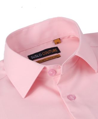 Men's Slim Fit Performance Short Sleeves Solid Button Down Shirt