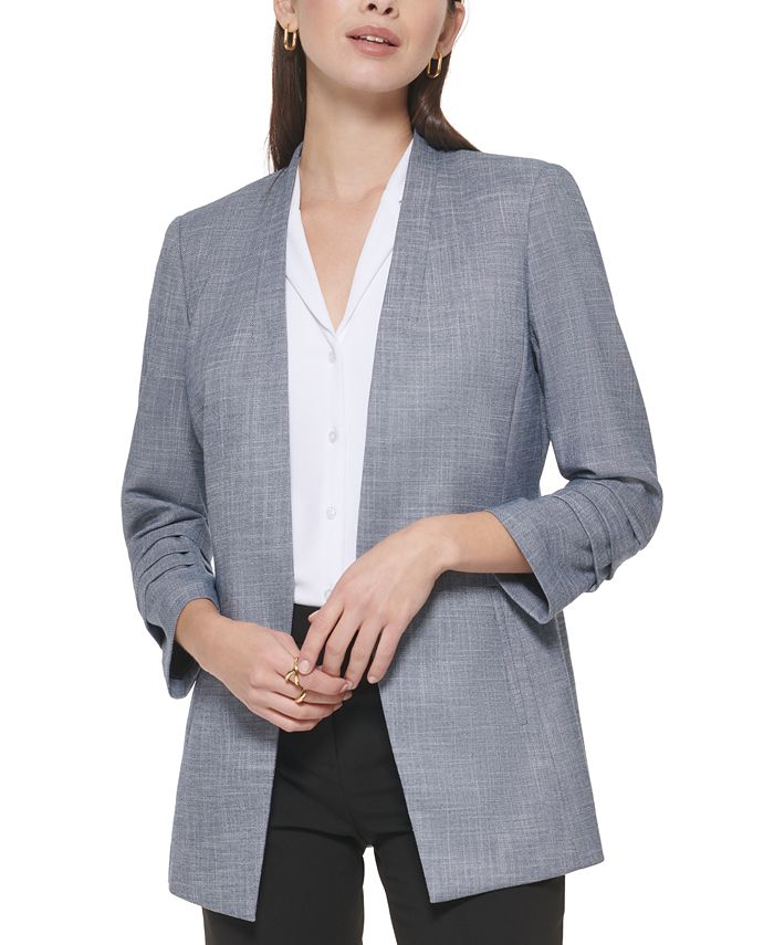 Calvin Klein Petite Open-Front 3/4-Sleeve Blazer & Reviews - Wear to Work -  Petites - Macy's