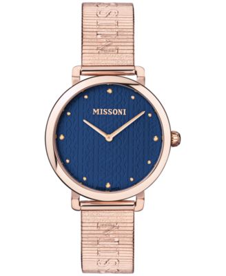 Missoni - Women's Swiss Lettering Rose Gold Ion Plated Stainless Steel Bracelet Watch 38mm