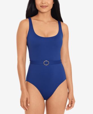 로렌 랄프로렌 Lauren Ralph Lauren Belted Underwire Tummy-Control One-Piece Swimsuit