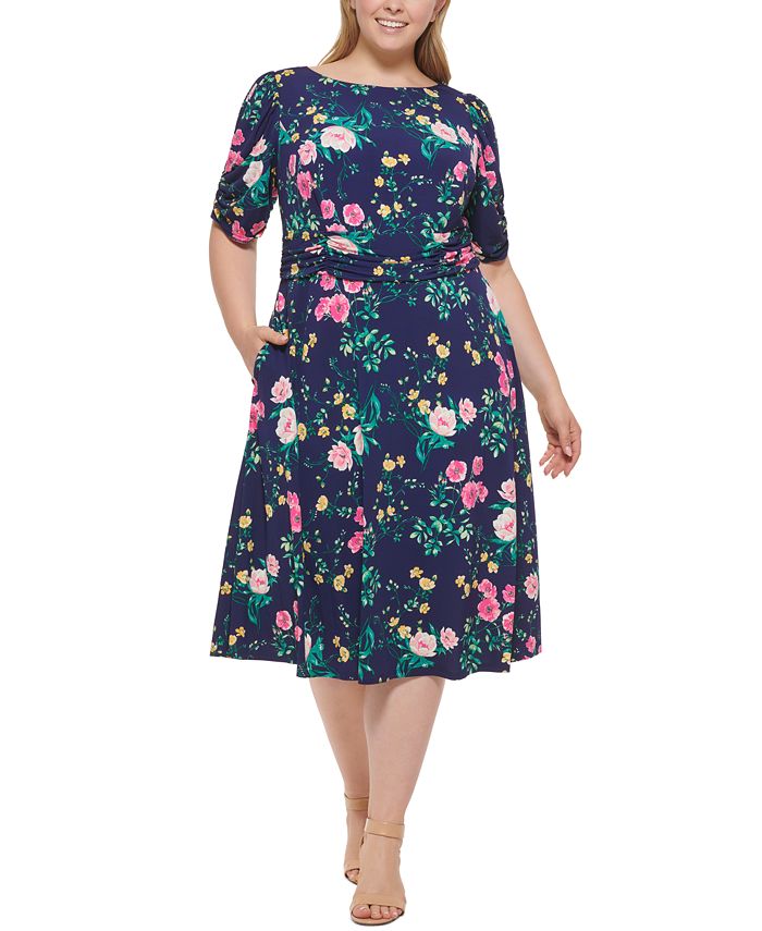 Jessica Howard Plus Size Floral Print Midi Dress Macy s