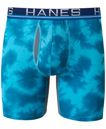 Hanes Premium Men's Xtemp Total Support Pouch Anti Chafing 3pk Boxer Briefs  - Blue/Gray, Medium 
