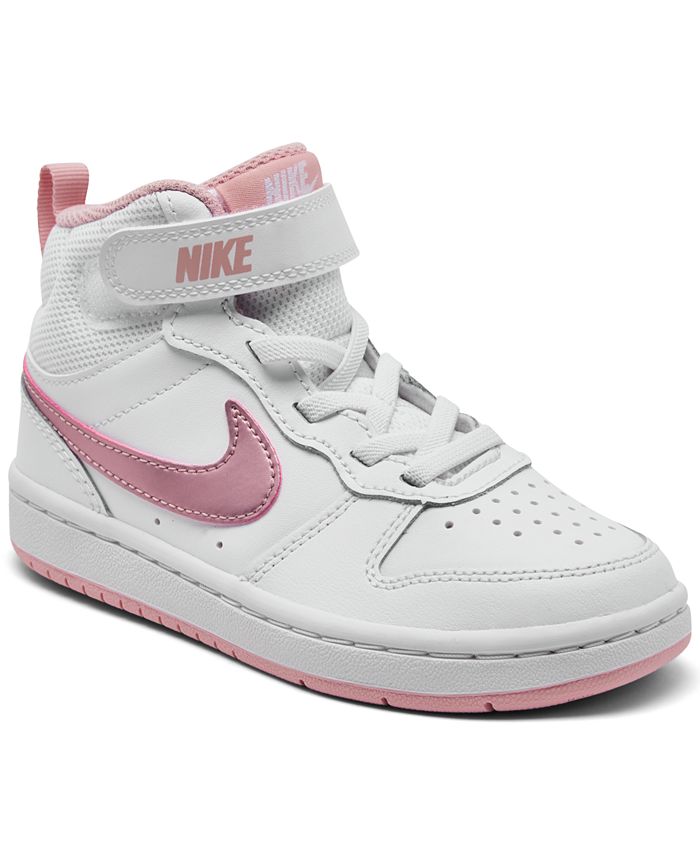 Nike Girls Little Kid Court Borough 2 Mid Sneaker - White