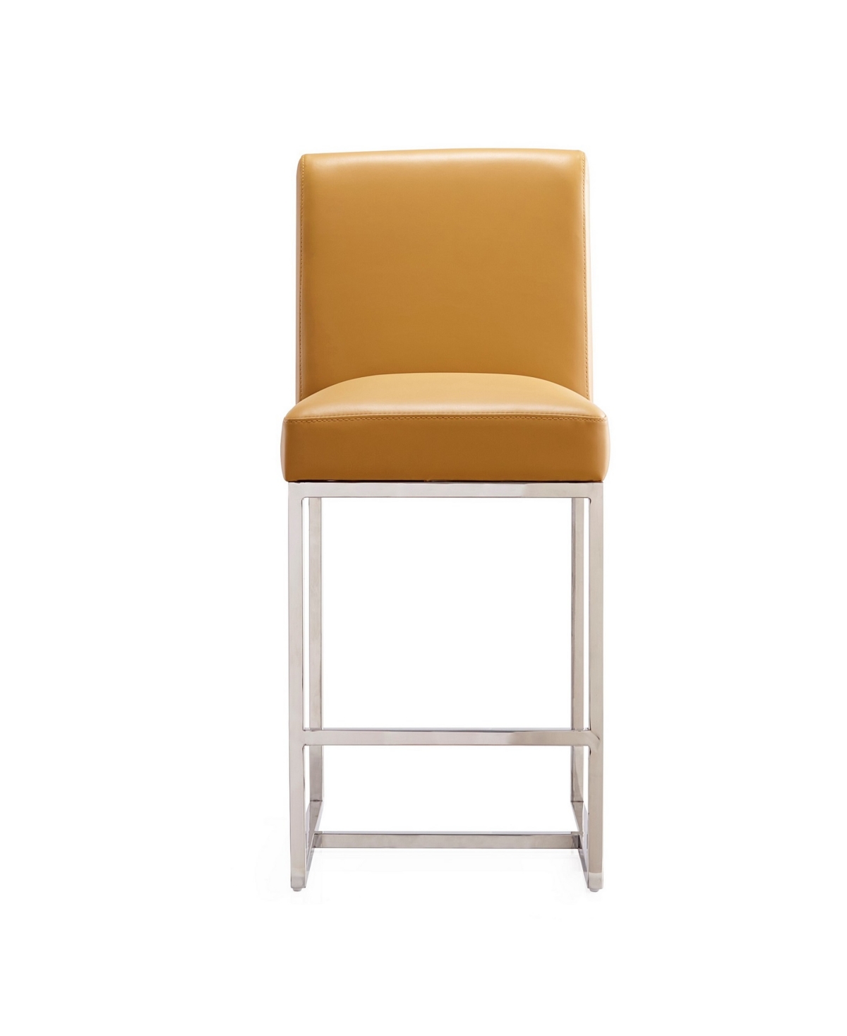 Manhattan Comfort Element 24" Counter Stool, Set Of 2 In Pearl White,polished Chrome