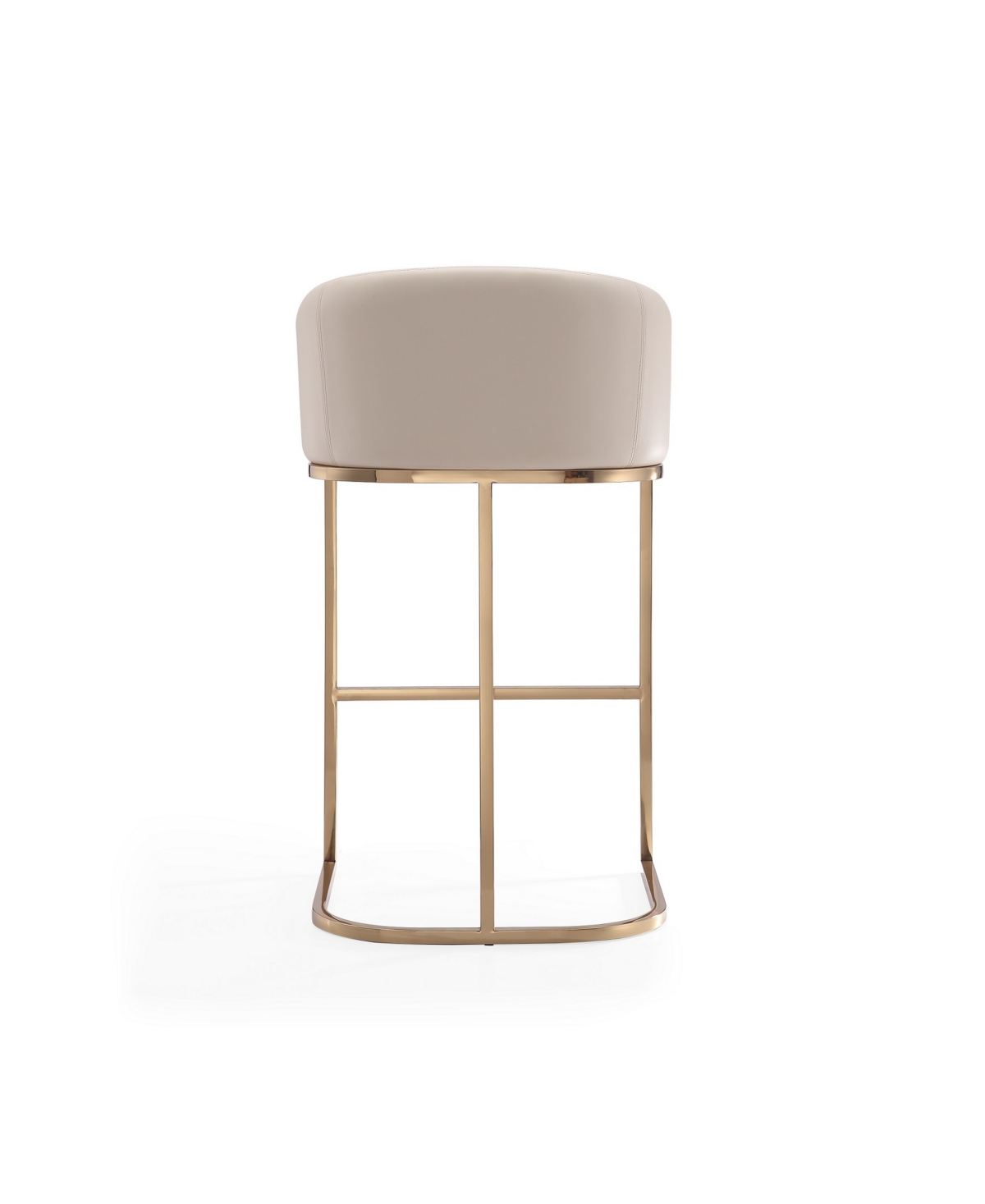 Manhattan Comfort Set Of 3 Louvre Counter Stools In Cream,titanium Gold-tone