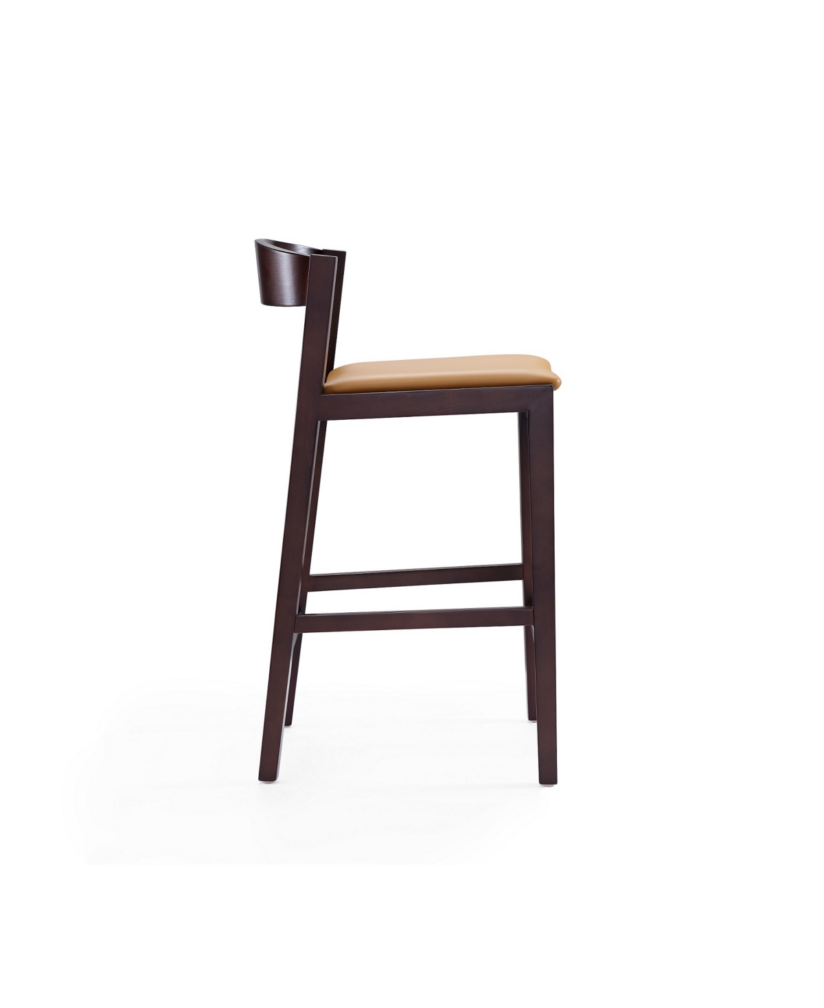 Manhattan Comfort Klismos Counter Stool, Set Of 3 In Camel,dark Walnut