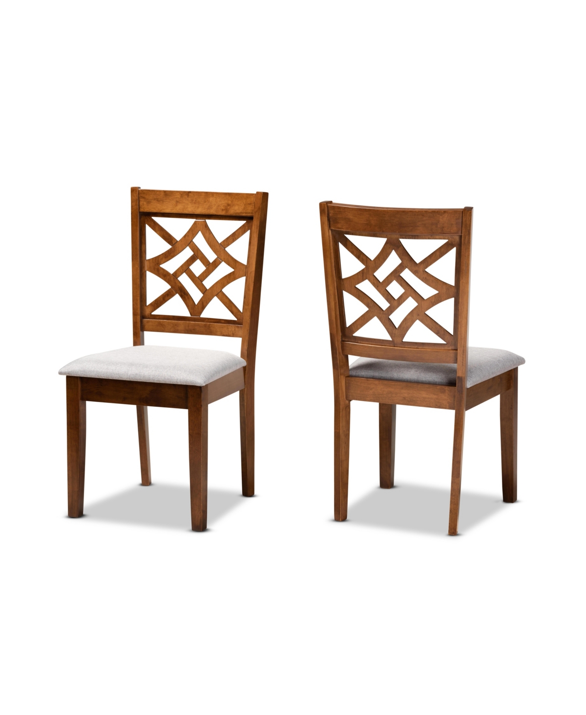 Baxton Studio Nicolette Modern And Contemporary Wood Dining Chair Set, 2 Piece In Gray/walnut Brown