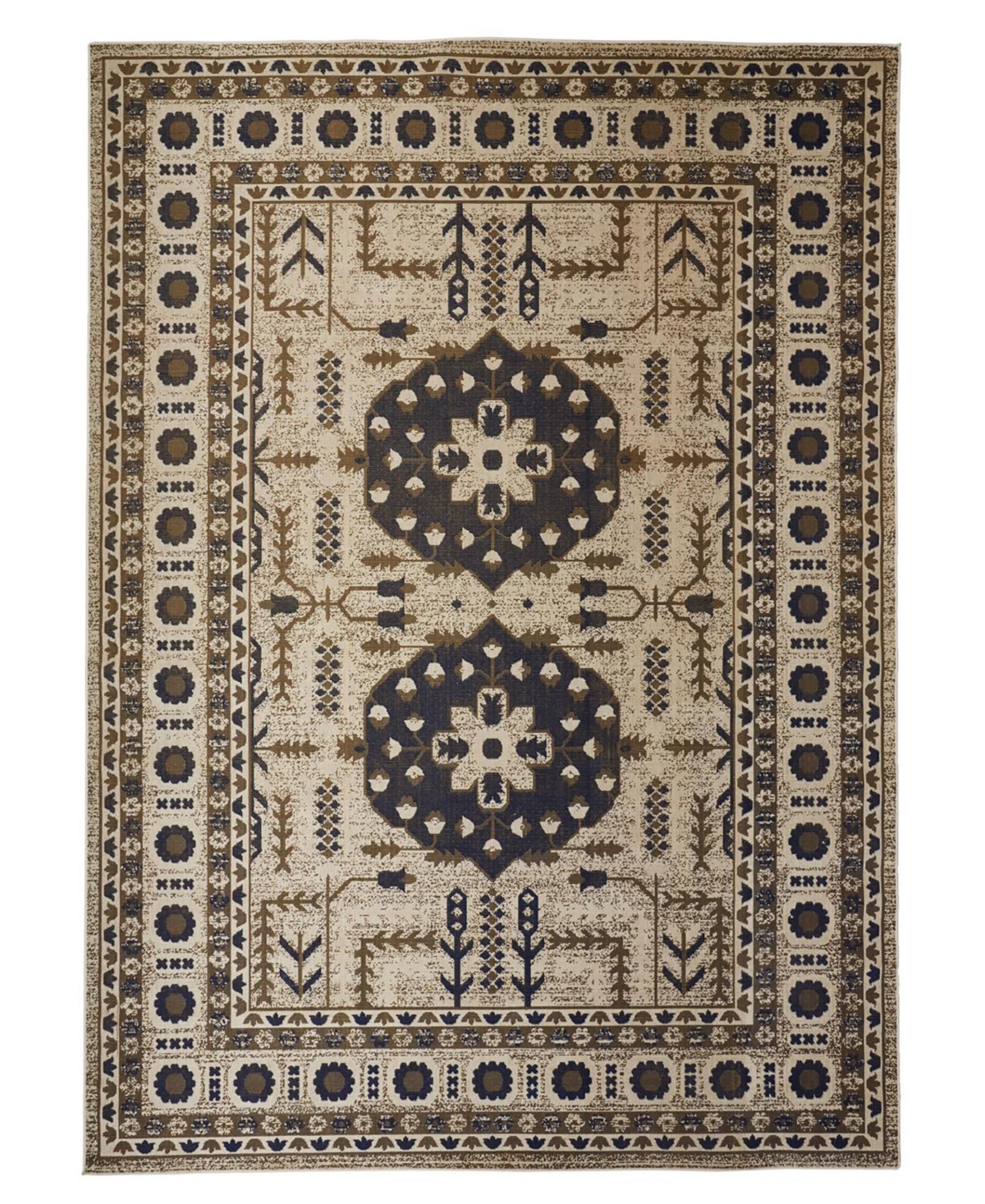 Simply Woven Foster R3754 6'5" X 9'6" Area Rug In Blue,gray
