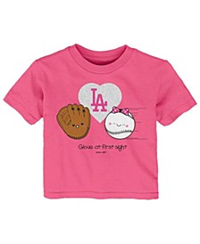 Girls Infant Pink Los Angeles Dodgers I Glove You T-shirt