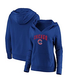 Women's Royal Chicago Cubs Core Team Lockup V-Neck Pullover Hoodie