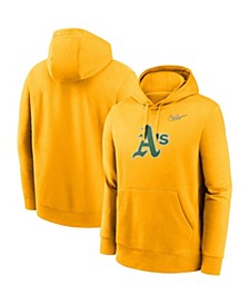 Men's Gold Oakland Athletics Cooperstown Mashup Logo Club Pullover Hoodie