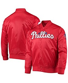 Men's Red Philadelphia Phillies Wordmark Satin Full-Snap Jacket