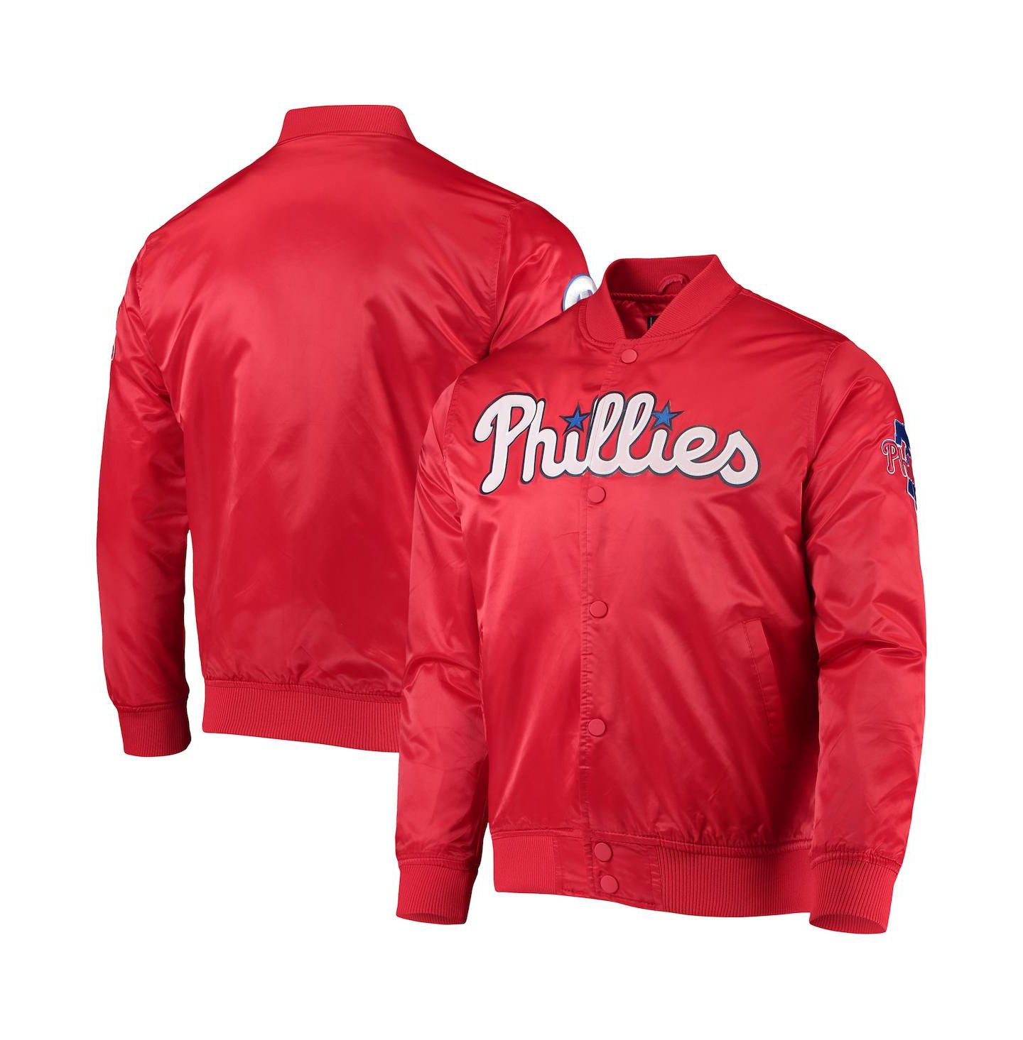 Мужская куртка Pro Standard Red Philadelphia Phillies Wordmark Satin Full-Snap — фото 1