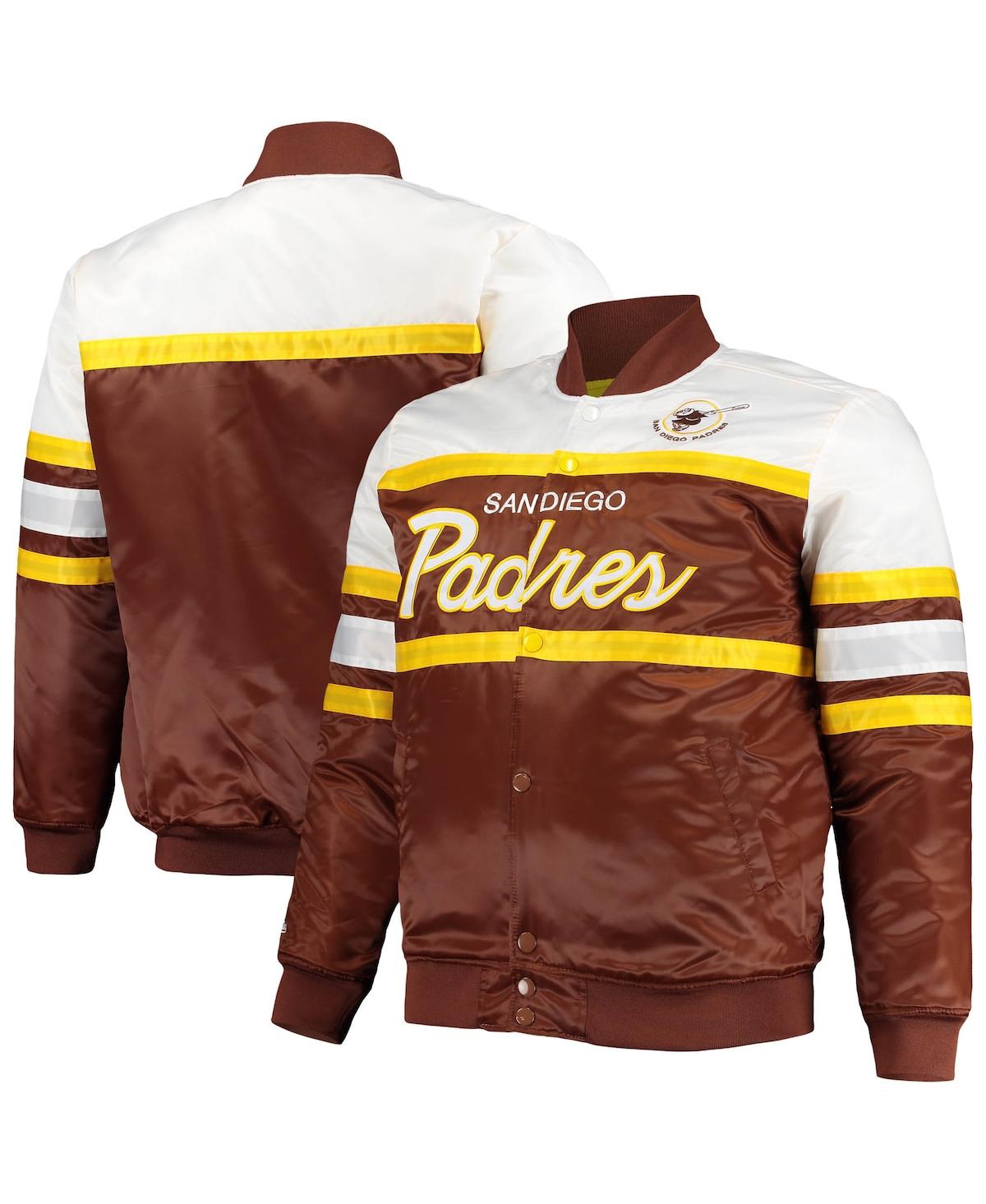 Mitchell & Ness Men's  Brown, Gold San Diego Padres Big And Tall Coaches Satin Full-snap Jacket In Brown,gold