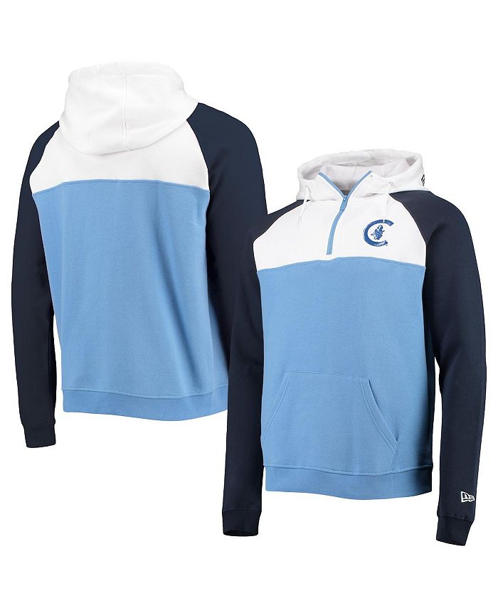 New Era Men's Light Blue, White Chicago Cubs Cooperstown Collection  Quarter-Zip Hoodie - Macy's