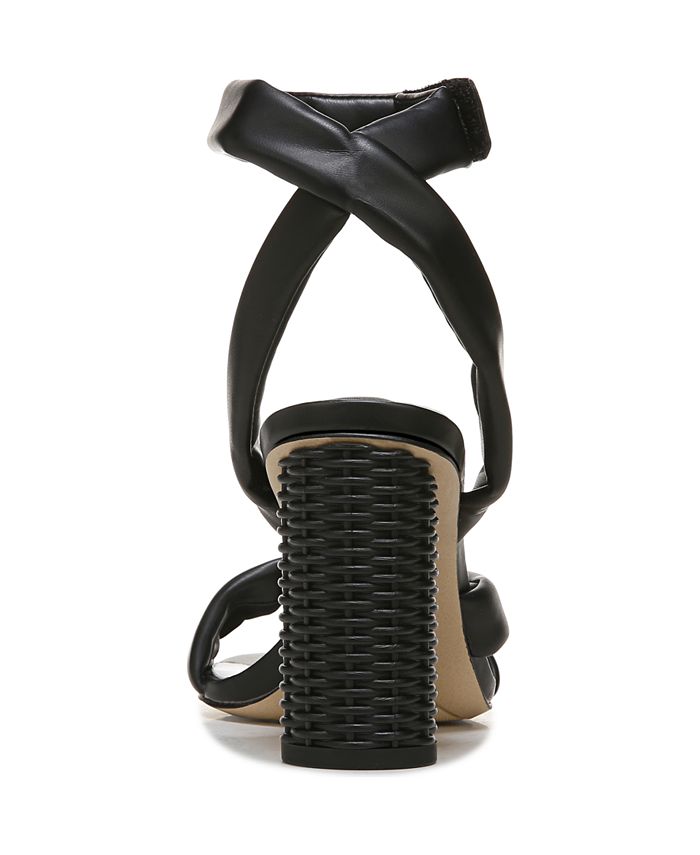 Franco Sarto Women's Oma Heeled Sandal - Basketweave Design With Adjustable Ankle Strap