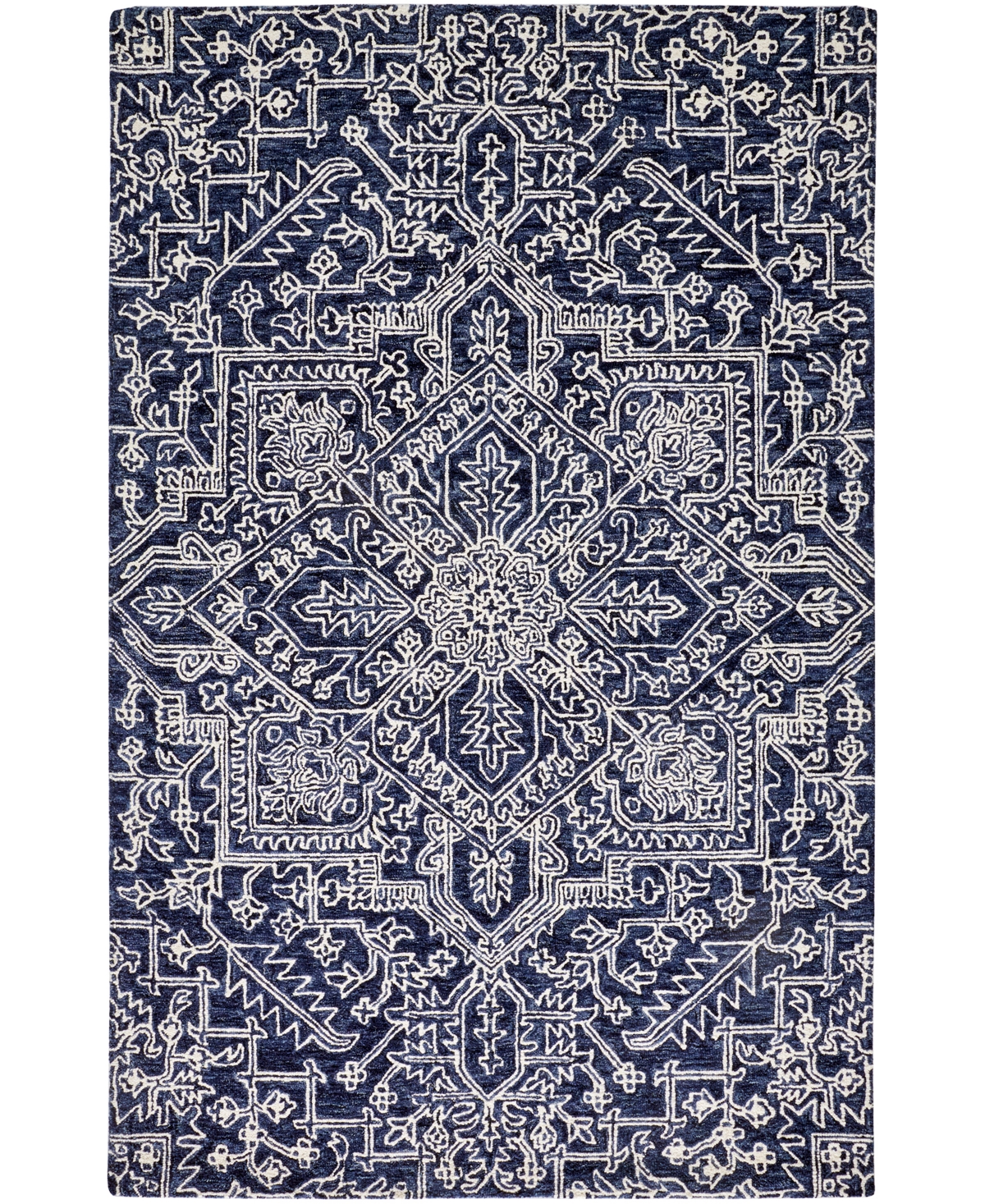 Simply Woven Belfort R8778 2' X 3' Area Rug In Blue,ivory