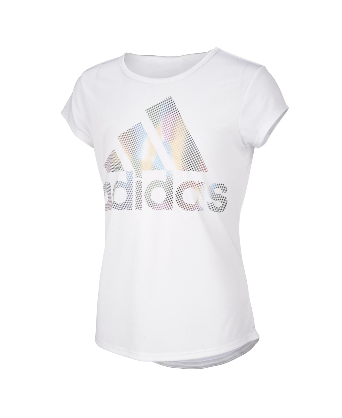 adidas Big Girls Short Sleeve Aeroready Rainbow Logo Foil T-shirt