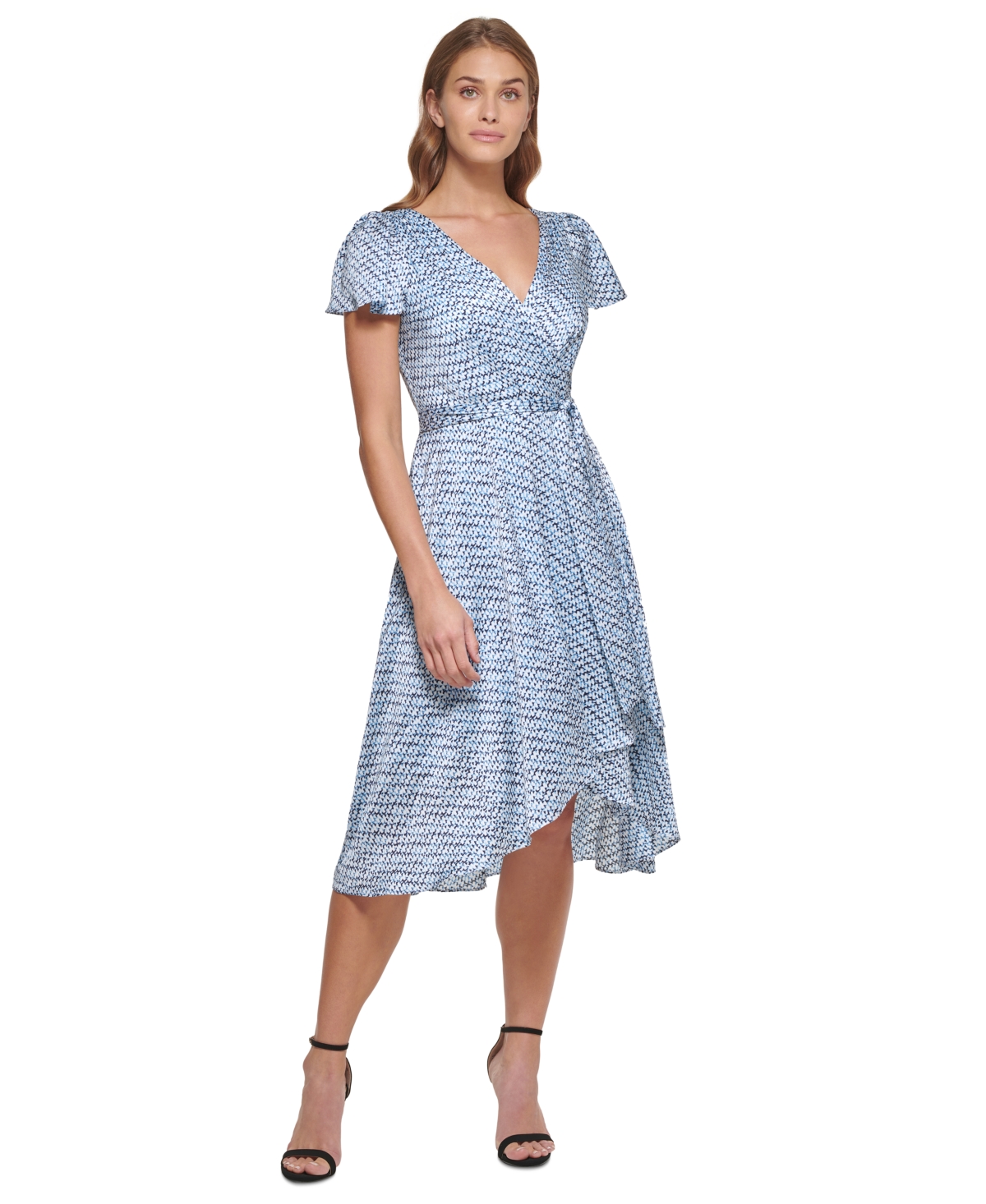 dark blue polka dot dress Karolie Halter Plunge Mini Dress Brown | Blue Polka Dot | Brown | Blue Polka Dot | Womens