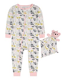 Baby Girls All Over Printed Coverall with Blanket, 2-Piece Set