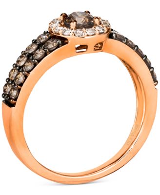 Chocolate Diamond (1 ct. t.w.) & Nude Diamond (1/8 ct. t.w.) Halo Ring in 14k White, Yellow or Rose Gold