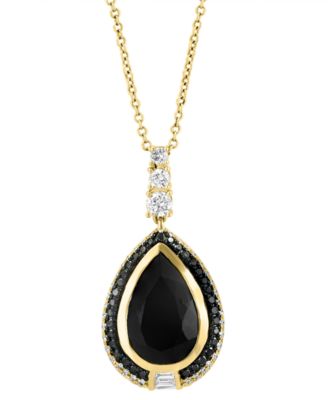 EFFY Collection - Onyx & Diamond (5/8 ct .t.w.) 18" Pendant Necklace in 14k Gold