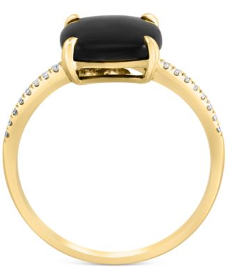 EFFY&reg; Onyx & Diamond (1/20 ct. t.w.) Ring in 14k Gold