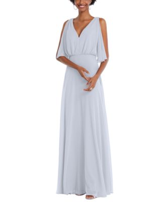 After Six - V-Neck Split-Sleeve Blouson-Bodice Maxi Dress