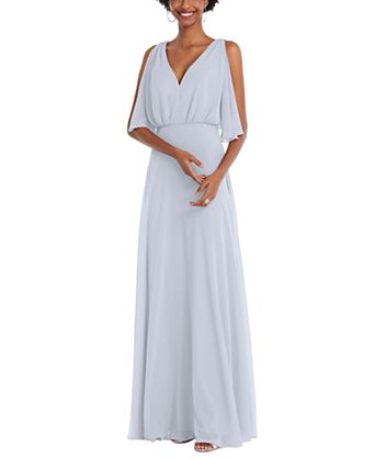 Plus Size V-Neck Split Sleeve Blouson Bodice Maxi Dress