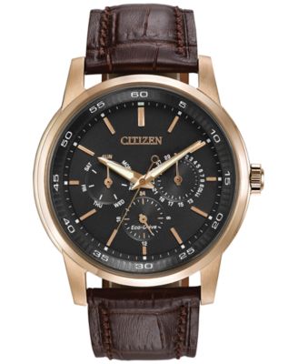 Citizen Men's Dress Eco-Drive Black-Brown Leather&nbsp;...