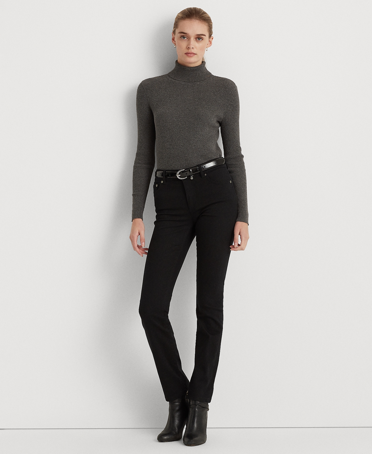 Lauren Ralph Lauren Petite Mid-rise Straight Jean, Petite & Petite Short Lengths In Black