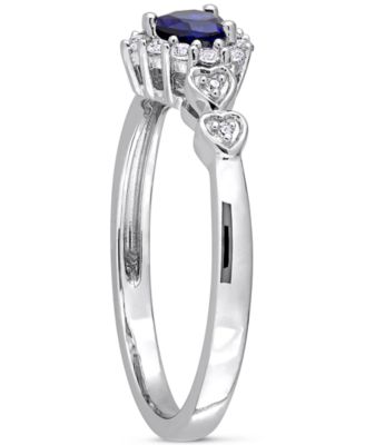 Lab-Grown White Sapphire (3/8 ct. t.w.) and Diamond - Sterling Silver, Accent Heart Ring