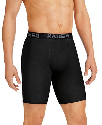 Hanes Ultimate Men's Stretch Long Leg Boxer Brief Underwear, Moisture  Wicking, 5-Pack